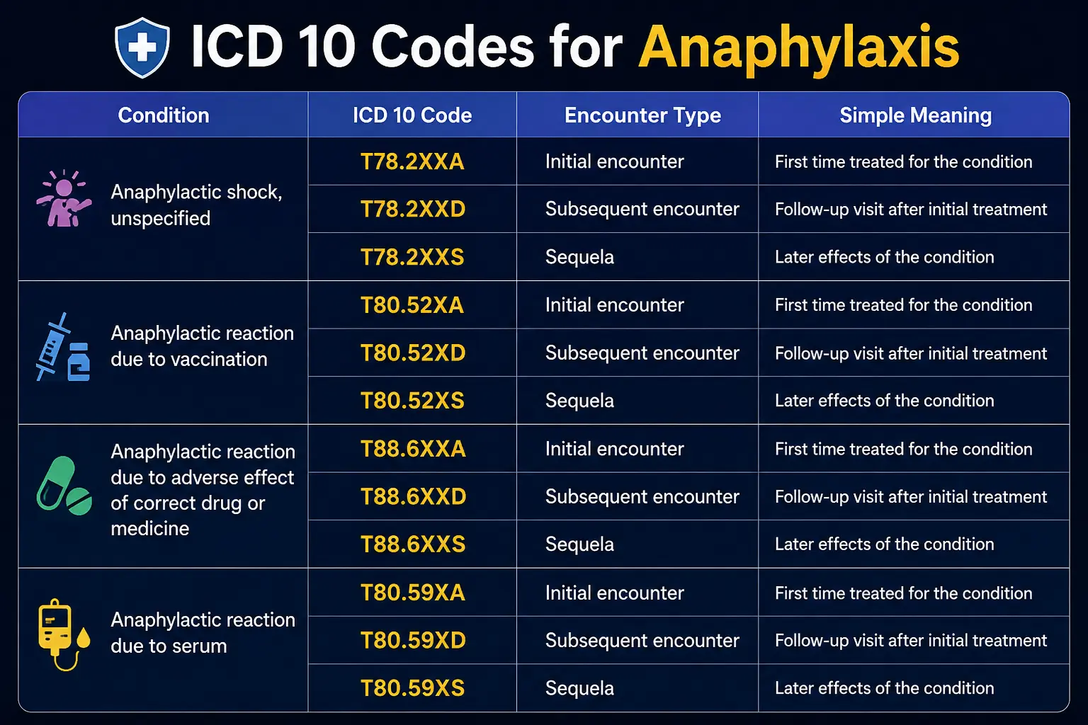 Anaphylaxis ICD 10 code