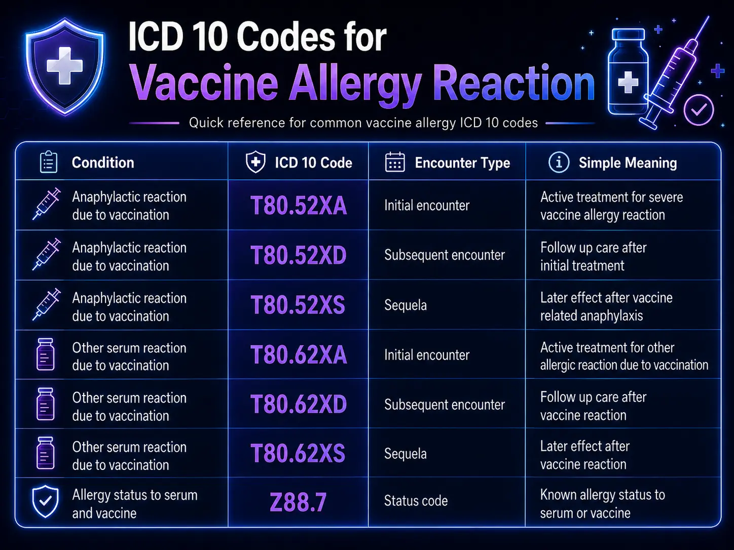 ICD 10 Codes for Vaccine Allergy Reaction